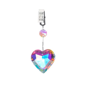 Pince poids de nappe en cristal en forme de cœur avec revêtement AB arc-en-ciel