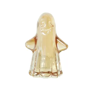 Handcrafted crystal ghost figurine in amber finish for Halloween home decor