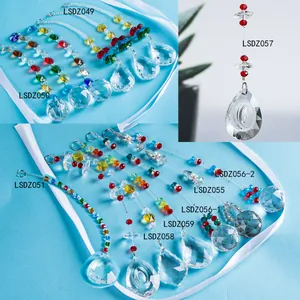 Christmas Crystal Hanging Pendant Multicolor Faceted Crystal Ball Sun Catcher With Colorful Octagonal Beads For Holiday Home Decor