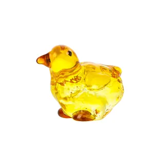 Handcrafted yellow crystal chick figurine for home desk decoration and unique gift idea