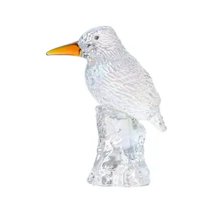 Statuina di picchio in cristallo iridescente fatta a mano su base di vetro per la casa