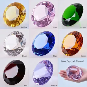 Diamants en cristal K9 de 80mm en verre coloré pour décoration et artisanat.