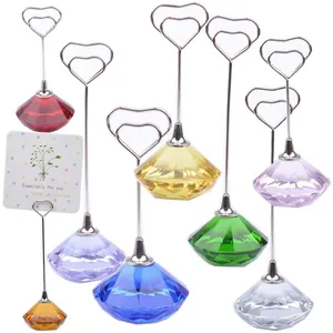 Heart shaped memo clip with multi-colored crystal diamond base for wedding decor