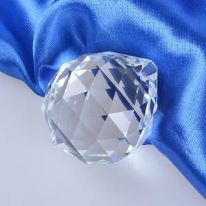 Premium clear faceted crystal glass prism ball pendant for chandelier lighting decoration
