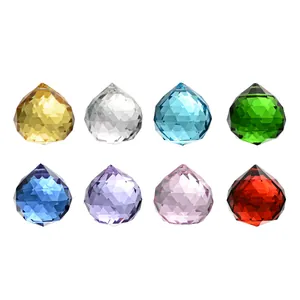 Multi-colored faceted crystal pendant balls for lighting accessories in 8 colors.
