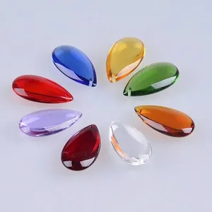 Smooth White Crystal Glass Teardrop Loose Beads Large Flat Water Drop Pendant For DIY Jewelry Making Multicolor Polished Crystal Beads