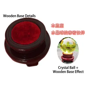 Elegant dark red wooden circular stand for crystal balls with protective red velvet pad