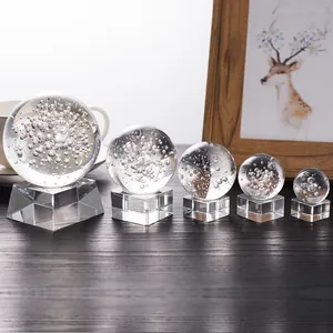 Juego de 5 bolas de cristal transparente con diseño de burbujas internas