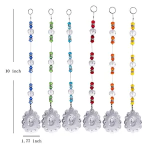 Set aus 6 bunten Kristall-Sonnenfängern mit 10 Zoll Länge und Muschel-Anhänger