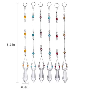 Set mit sechs bunten Kristallglas-Anhängern, Maße 21x1,5 cm, für Weihnachtsdeko