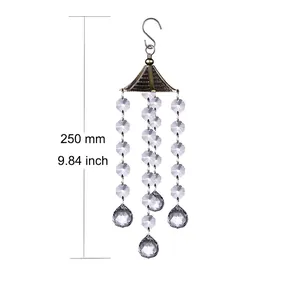 Clear crystal sun catcher wind chime in bronze finish with 9.84 inch height scale