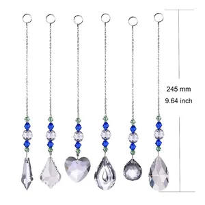 Set di sei ciondoli acchiappasole in cristallo assortiti di 245 mm di lunghezza