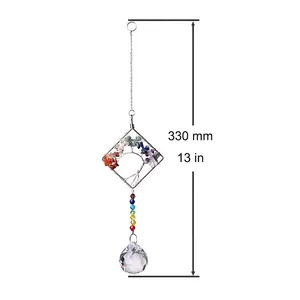 Detailed view of the 13-inch Tree of Life crystal suncatcher showing the full length.