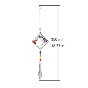 Seven chakra tree of life crystal suncatcher with size dimensions 350mm