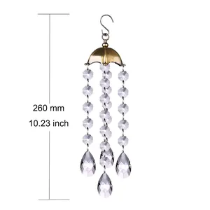 Detailed view of bronze crystal wind chime ornament with 260mm height dimension