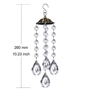 Antique bronze metal crystal suncatcher pendant with 260mm length for garden decor