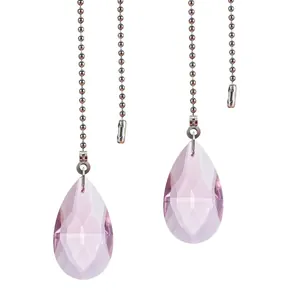 Ροζ κρυστάλλινο μενταγιόν αλυσίδα έλξης για ανεμιστήρες οροφής και φωτιστικά σώματα
