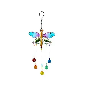Beautiful colorful crystal dragonfly suncatcher for outdoor garden and window decoration