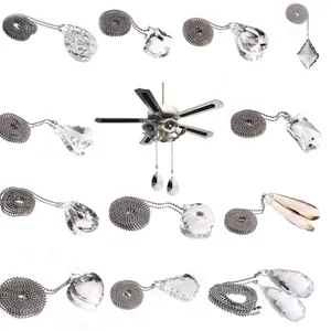 Helder Kunstkristal Gefacetteerde Hanger Plafondventilator Trekkoord Verlenging Voor Lichtschakelaar Gordijn Huisdecoratie Ornament