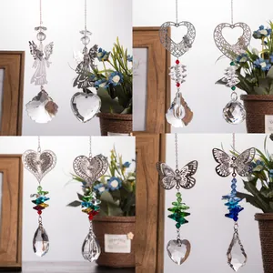 Crystal Metal Angel Butterfly Heart Suncatcher Pendant Rainbow Maker Hanging Ornament For Window Home Garden Decor Prism Decoration