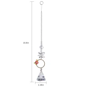 Crystal suncatcher hanging ornament with 10.8-inch total length and 1.18-inch width.