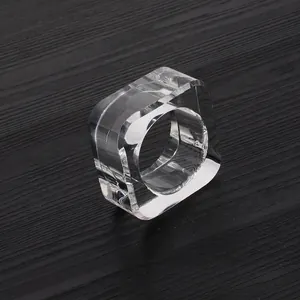 Anillos para Servilletas de Cristal Diseño de Anillo de Diamante Soporte de Servilleta Facetado de Cristal Blanco para Decoración de Mesa