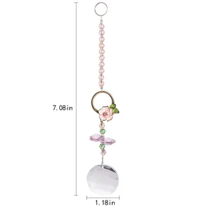 Decorative crystal pendant ornament with pink beads and 1.18 inch faceted ball details