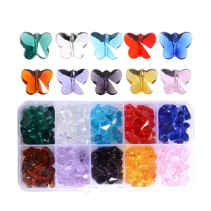 Set di perline a farfalla in cristallo colorato con scatola per artigianato DIY