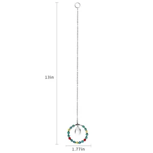 Crystal suncatcher hanging pendant with colorful beads and teardrop prism