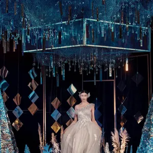 Elegant blue glass waterdrop pendants for luxury wedding ceiling decoration
