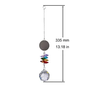 Acchiappasole in cristallo con perle arcobaleno e grande sfera sfaccettata