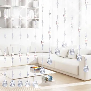 Cortina de cuentas de cristal decorativa para división de sala con detalles florales