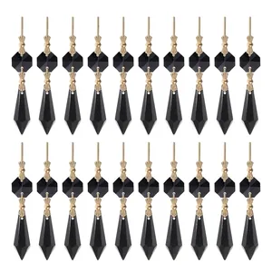 Set di 20 pendenti in cristallo nero con accenti dorati per illuminazione DIY