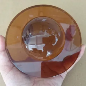 Adorno de platillo de cristal ámbar para decoración de hogar moderna y minimalista