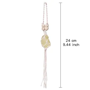 Vue détaillée des dimensions d'un ornement en pierre macramé montrant une longueur de 24 cm.