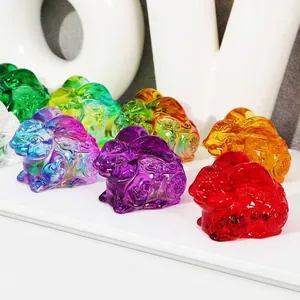 Detail of colorful gradient crystal rabbit figurines for zodiac home decoration