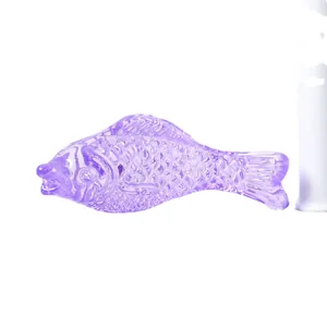 Elegant purple translucent crystal glass fish figurine for home table decoration