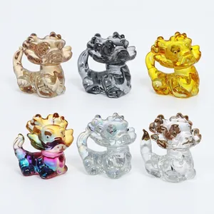 Cartoon Animal Crystal Dragon Pixiu Ornament Gilded Multicolor Dinosaur Mini Figurine Desktop Decoration Home Office Decor Gift