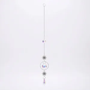 Crystal suncatcher pendant with sunburst charms and faceted prism ball