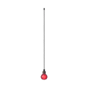 Dekorative Deckenventilator-Zugkette mit roter Kristallkugel und schwarzer Perlenkette.