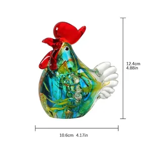 Statuetta decorativa a forma di gallo in vetro soffiato con dimensioni