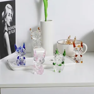 Gruppe handgefertigter Kristalldrachen-Figuren in verschiedenen Farben für den Schreibtisch