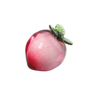 Figura de durazno de cristal rosa hecha a mano pisapapeles decorativo de vidrio hogar