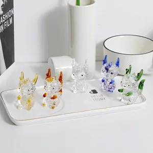 Set mit fünf bunten Miniatur-Kristalldrachenfiguren für Haus- und Bürodekoration