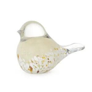 Hand Blown Crystal Glass Bird Figurine Colorful Snowflake Spotted Bird Statue Artistic Ornament Home Office Desktop Decor