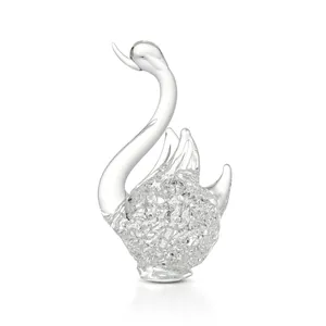 Elegante Schwanenfigur aus klarem Kristall mit Blasentextur für die Wohnzimmerdekoration