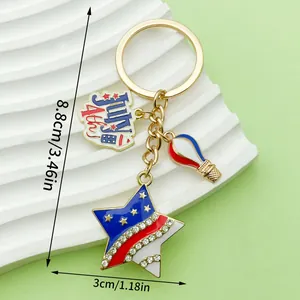 American Independence Day keychain with July 4th charm and US flag star design