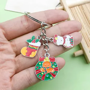 Detailed view of Christmas keychain charms including a snowman and gingerbread man