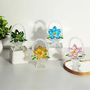 Kristall Blumenkorb Ornament Facettenreicher Weißer Kristall Kunstpflanze Figur Schreibtisch Deko Für Muttertag Home Geschenk