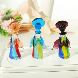 Figura de Ángel de Dibujos Animados en Miniatura Ornamento de Vidrio Templado Soplado a Mano para Decoración de Escritorio Hogar Accesorios de Coche Regalo de Cumpleaños